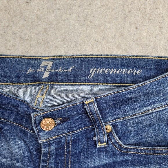 7 For All Mankind Gwenevere Low Rise Skinny Jeans For Women's Size 26 Blue Denim - Picture 3 of 12